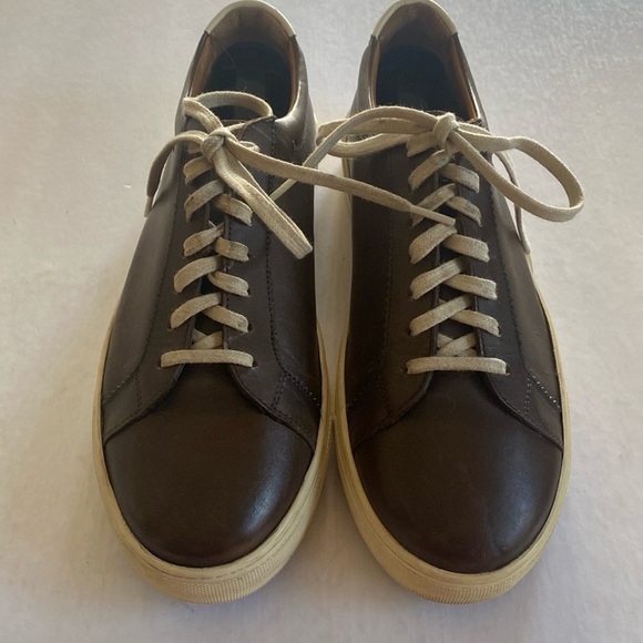 Massimo Dutti Men’s Brown Leather Sneakers Size 43 - Picture 1 of 10